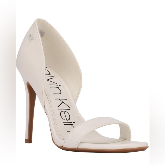 Calvin Klein Metino Womens Faux Leather Open Toe D'orsay Heels Size 10M - Picture 1 of 8